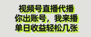 视频号直播代播，你出账号我来播，单日收益轻松几张【揭秘】-赚钱驿站