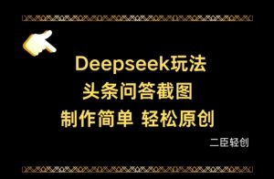 Deepseek头条问答截图，制作简单，轻松原创-赚钱驿站