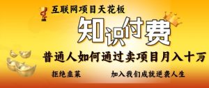 互联网项目天花板,知付付费项目,普通人如何通过卖项目月入十个,拒绝韭菜【揭秘】-赚钱驿站