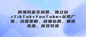 跨境创富实战营,独立站+TikTok+YouTube+谷歌广告,经营策略,店铺运营,精准选品,高效引流-赚钱驿站