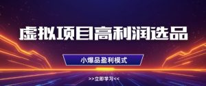 虚拟项目高利润选品方法,做好单店利润1W+,可多店倍增利润-赚钱驿站