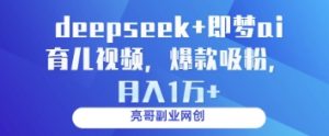 deepseek+即梦ai育儿视频，爆款吸粉，月入1w-赚钱驿站