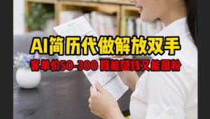 AI简历代做解放双手,客单价50-300不等,既能挣钱又能囤粉-赚钱驿站