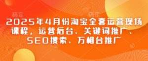 2025年4月份淘宝全套运营现场课程,运营后台、关键词推广、SEO搜索、万相台推广-赚钱驿站