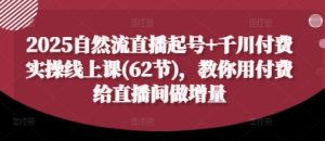 2025自然流直播起号+千川付费实操线上课(62节),教你用付费给直播间做增量-赚钱驿站