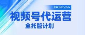 视频号代运营2.0,全程托管招募,单月轻松变现5k【揭秘】-赚钱驿站