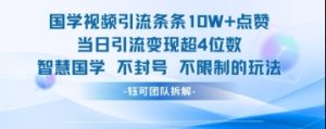 国学视频引流条条10W+点赞当日引流变现超4位数-赚钱驿站