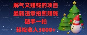 解气又挣钱的项目,最新违章拍照挣钱,随手一拍,轻松收入数张【揭秘】-赚钱驿站