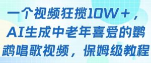 一个视频狂揽10W+点赞,AI生成中老年喜爱的鹦鹉唱歌视频,保姆级教程,轻松挣取创作者分成-赚钱驿站