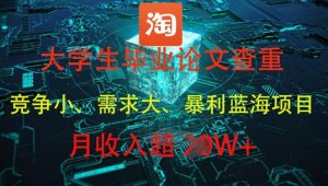 大学生毕业论文查重,暴利蓝海项目,月收入过1W+-赚钱驿站