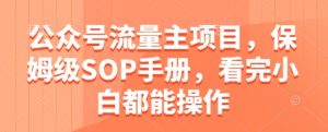 公众号流量主项目，保姆级SOP手册，看完小白都能操作-赚钱驿站