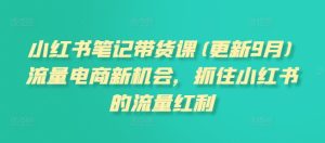 小红书笔记带货课(更新25年5月)流量电商新机会,抓住小红书的流量红利-赚钱驿站