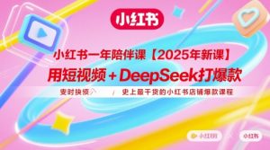 小红书一年陪伴课【2025年新课】，用短视频+deepSeek打爆款，史上最干货的小红书店铺爆款课程-赚钱驿站
