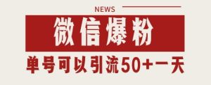 微信爆粉,私域暴力引流打法日引千粉 单号日进50+【揭秘】-赚钱驿站