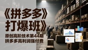 《拼多多打爆班》原创高阶技术第44期,拼多多高利润强付费-赚钱驿站