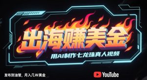 出海挣美金，用AI制作七龙珠真人视频，发布到油管，条条爆火，月入几W美刀-赚钱驿站