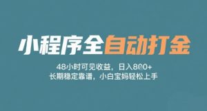 小程序全自动打金,48小时可见收益,日入多张,长期稳定靠谱,小白宝妈轻松上手【揭秘】-赚钱驿站