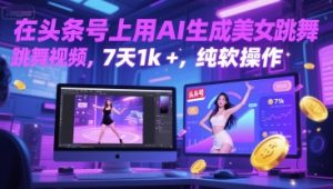 在头条号上用AI生成美女跳舞视频,7天1k+,纯软件操作-赚钱驿站