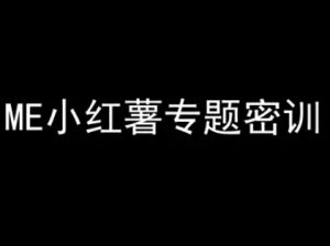 ME小红薯专题密训-小红书电商教程-赚钱驿站