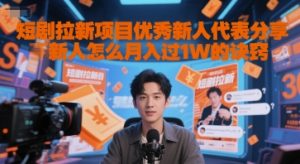 短剧拉新项目优秀新人代表分享新人怎么月入过1W的诀窍-赚钱驿站