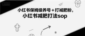 小红书保姆级养号+打减肥粉,小红书减肥打法sop-赚钱驿站