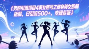 男粉引流项目4美女账号之健身美女拆解,日引流500+,变现多张-赚钱驿站