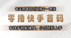零撸快手首码,每天用零碎时间搞个一两张,有快手就能操作小白轻松上手【揭秘】-赚钱驿站