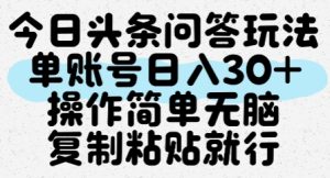 今日头条问答玩法,单账号日入30+,操作简单无脑复制粘贴就行-赚钱驿站