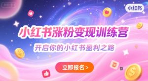小红书涨粉变现训练营,开启你的小红书盈利之路-赚钱驿站