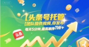 【头条号托管 】团队提供视频,你发布,每天5分钟,最高躺挣1W+【揭秘】-赚钱驿站