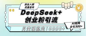 DeepSeek+创业粉精准引流，全新分享课4.0玩法，AI矩阵日引300+，多种变现方式，稳定月入1W-赚钱驿站