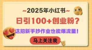 2025年小红书日引100+创业粉?这招新手抄作业也能爆流量!-赚钱驿站