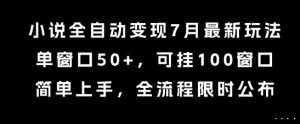 小说全自动变现7月玩法，单窗口50+，可挂100窗口，简单上手，全流程限时公布【揭秘】-赚钱驿站
