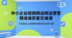 中小企业短视频运营精准获客实操课,可复制企业短视频获客落地训练方案-赚钱驿站