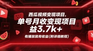 西瓜视频变现项目,单号月收益3.7k+,有播放就有收益(附详细教程)-赚钱驿站