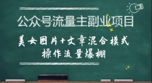 公众号流量主副业项目,美女图片+文章混合模式操作流量爆棚-赚钱驿站