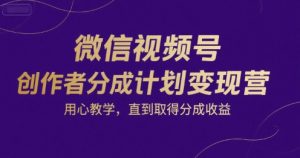 微信视频号创作者分成计划变现营,用心教学,直到取得分成收益-赚钱驿站