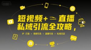 短视频+直播私域引流全攻略,IP打造 +视频引流 +直播引流 +私域沉淀-赚钱驿站