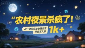 农村夜景杀疯了!AI一键生成治愈系慢生活,单日狂入1k+-赚钱驿站