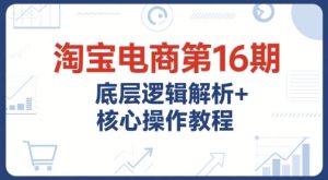 淘宝电商第16期，底层逻辑解析+核心操作教程，运营、推广提升能力的必学课程+配套资料-赚钱驿站