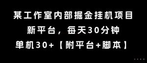 某工作室内部掘金挂G项目,新平台,每天30分钟,单机30+【揭秘】-赚钱驿站