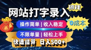 网站打字录入搞钱,0成本,操作简单,收入稳定,不限单量,轻松上手,快速结算,日入5张【揭秘】-赚钱驿站