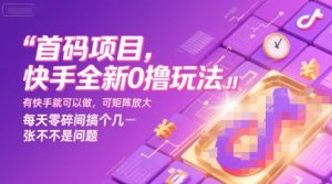 首码项目,快手全新0撸玩法,有快手就可以做,可矩阵放大,每天零碎时间搞个几张不是问题【揭秘】-赚钱驿站