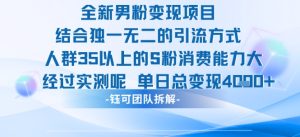 全新男粉变现项目引流人群35以上的男粉消费能力大 经过实测单日变现1k+-赚钱驿站