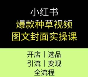 小红书爆款种草视频图文封面实操课,开店、选品、引流、变现全流程-赚钱驿站