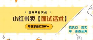 小红书虚拟项目掘金,卖面试话术资料,单店纯利20W+(附爆款笔记制作方法)-赚钱驿站