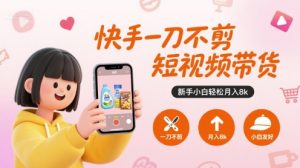 快手一刀不剪短视频带货,新手小白轻松月入8k-赚钱驿站