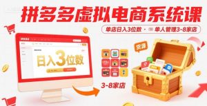 拼多多虚拟电商系统课,单店日入3位数,单人可管理3-8家店【附货源】-赚钱驿站