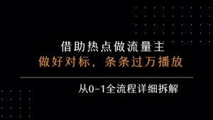 借力热点,乘顺风车玩流量主,条条过万播放, 每月收益5k+,从0-1全流程详细拆解-赚钱驿站