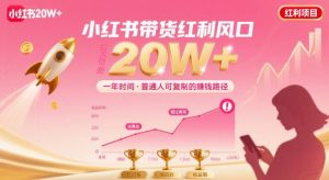 一年时间靠小红书带货项目年入20w+,最不能错的大红利项目-赚钱驿站